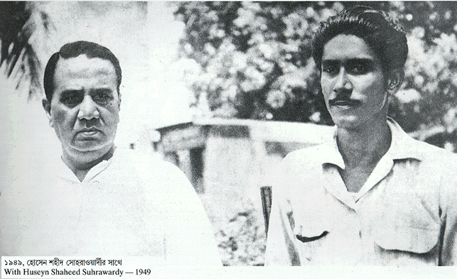 Suhrawardy (left) with Mujibur Rahman
